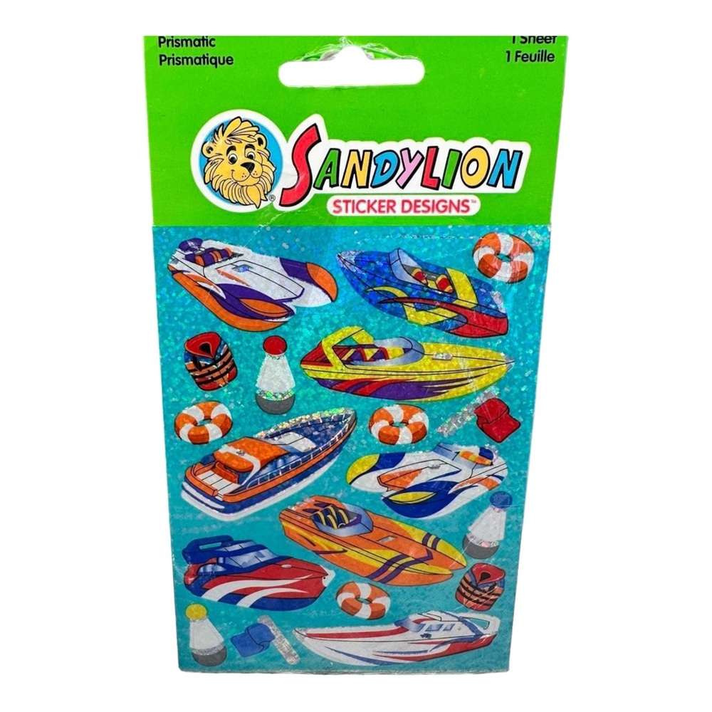 Vintage SandyLion prismatic boat stickers 1 sheet
